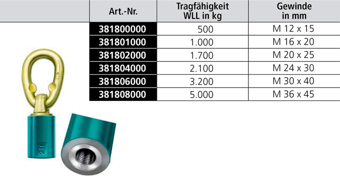 Anschlagwirbel THEIPA POINT "F" mit Innengewinde