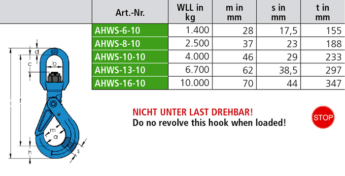 Wirbelhaken WHKS mit Messinggleitlager Wirbelhaken WHKS mit Messinggleitlager